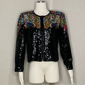 Vintage 80s Stenay beaded evening jacket